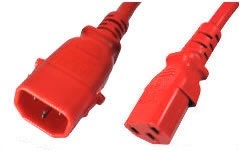 C14 to C13 P-Lock, 0,5 m Red, 10a/250v, H05VV-F 0,75 Power Cord