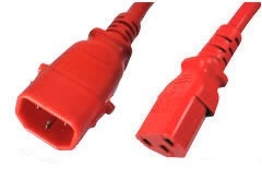 C14 to C13 P-Lock, 1,0 m Red, 10a/250v, H05VV-F 0,75 Power Cord