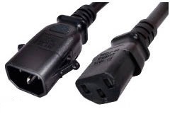 C14 to C13 P-Lock, 0,5 m Black, 10a/250v, H05VV-F 0,75 Power Cord
