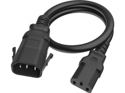 C14 to C13 P-Lock, 0,5 m Black, 10a/250v, H05VV-F 0,75 Power Cord