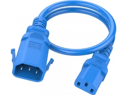 C14 to C13 P-Lock, 0,5 m Blue, 10a/250v, H05VV-F 0,75 Power Cord