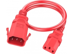 C14 to C13 P-Lock, 2,5 m Red, 10a/250v, H05VV-F 1,00 Power Cord