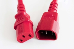 C14 / C13 Red 1,0 m / 3', 10a/250v  Power Cord with Global Certification