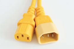 C14 / C13 Yellow 1,0 m, 10a/250v, H05VV-F3G,75 Power Cord 