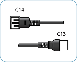 C14 / C13 Black 1,0 m, 10a/250v,  H05VV-F3G1,0 Power Cord
