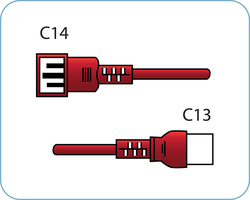 C14 / C13 Red 1,0 m / 3', 10a/250v  Power Cord with Global Certification