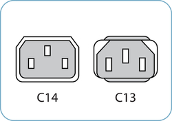 C14 / C13 Blue 1,0 m, 10a/250v, H05VV-F3G,75 Power Cord