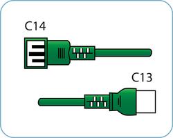 C14 / C13 Green 0,5 m, 10a/250v, H05VV-F3G,75 Power Cord