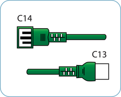 C14 / C13 Green 3,0 m, 10a/250v, H05VV-F3G1,0 Power Cord