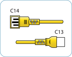 C14 / C13 Yellow 1,5 m, 10a/250v, H05VV-F3G,75 Power Cord 