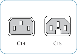 C14 to C15 Blue 2,5 m, 10a/250v, H05V2V2-F3G1,0 Power Cord