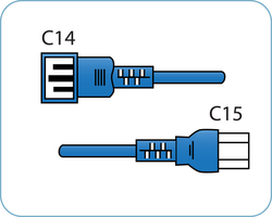 C14 to C15 Blue 2,0 m, 10a/250v, H05V2V2-F3G1,0 Power Cord 