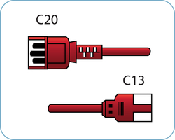 C20 to C13 Red 1,0 m, 10a/250v, H05VV-F3G1,0 Power Cord 