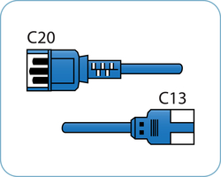 C20 to C13 Blue 1,0 m, 10a/250v, H05VV-F3G1,0 Power Cord