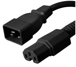 C20 to C15 Black 2,0 m, 10a/250v, H05V2V2-F3G1.0 Power Cord