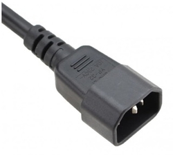 C14 / C13 Black 1,0 m, 10a/250v,  H05VV-F3G1,0 Power Cord