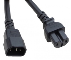 C14 to C15 Black 2,0 m, 10a/250v, H05V2V2-F3G1,0 Power Cord