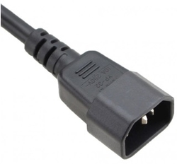 C14 to C15 Black 1,0 m, 10a/250v, H05V2V2-F3G1,0 Power Cord
