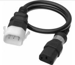 C14 to C13 D-Lock, 1,0 m Black, 10a/250v, H05VV-F 0,75 Power Cord