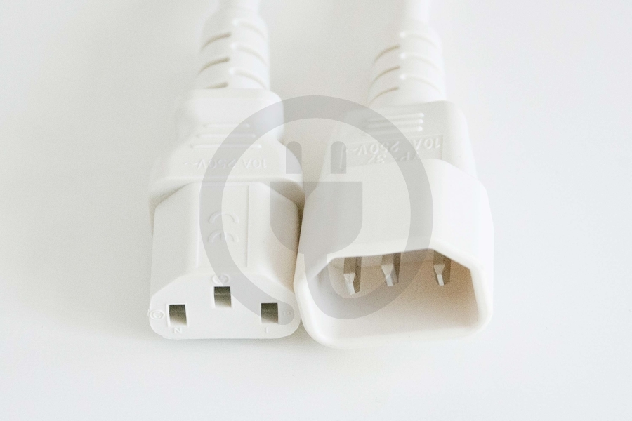 C14 / C13 White 1,0 m, 10a/250v, H05VV-F3G,75 Power Cord